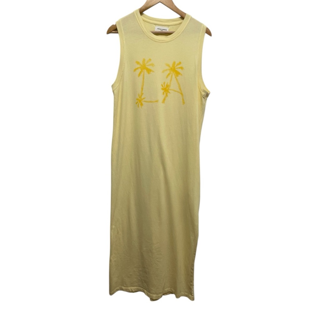 SPIRITUAL GANGSTER Mulholland Palm Tree T Shirt Dress Butter Yellow Size Medium